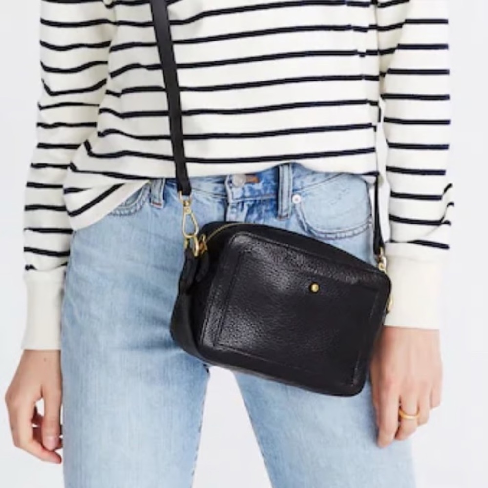 Madewell Black Leather Crossbody Transport Camera Bag